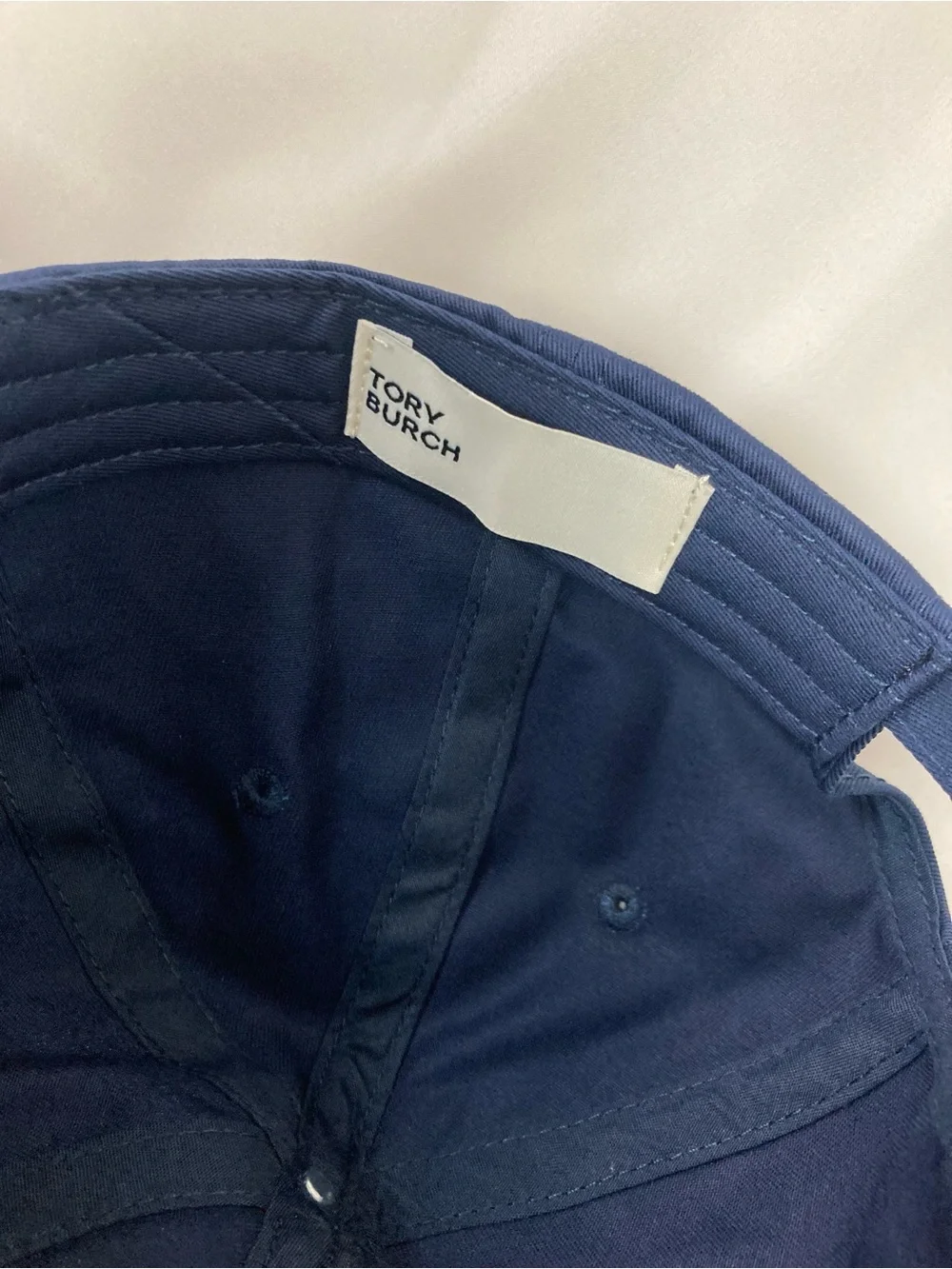 Tory Burch Navy Baseball Cap with White Logo